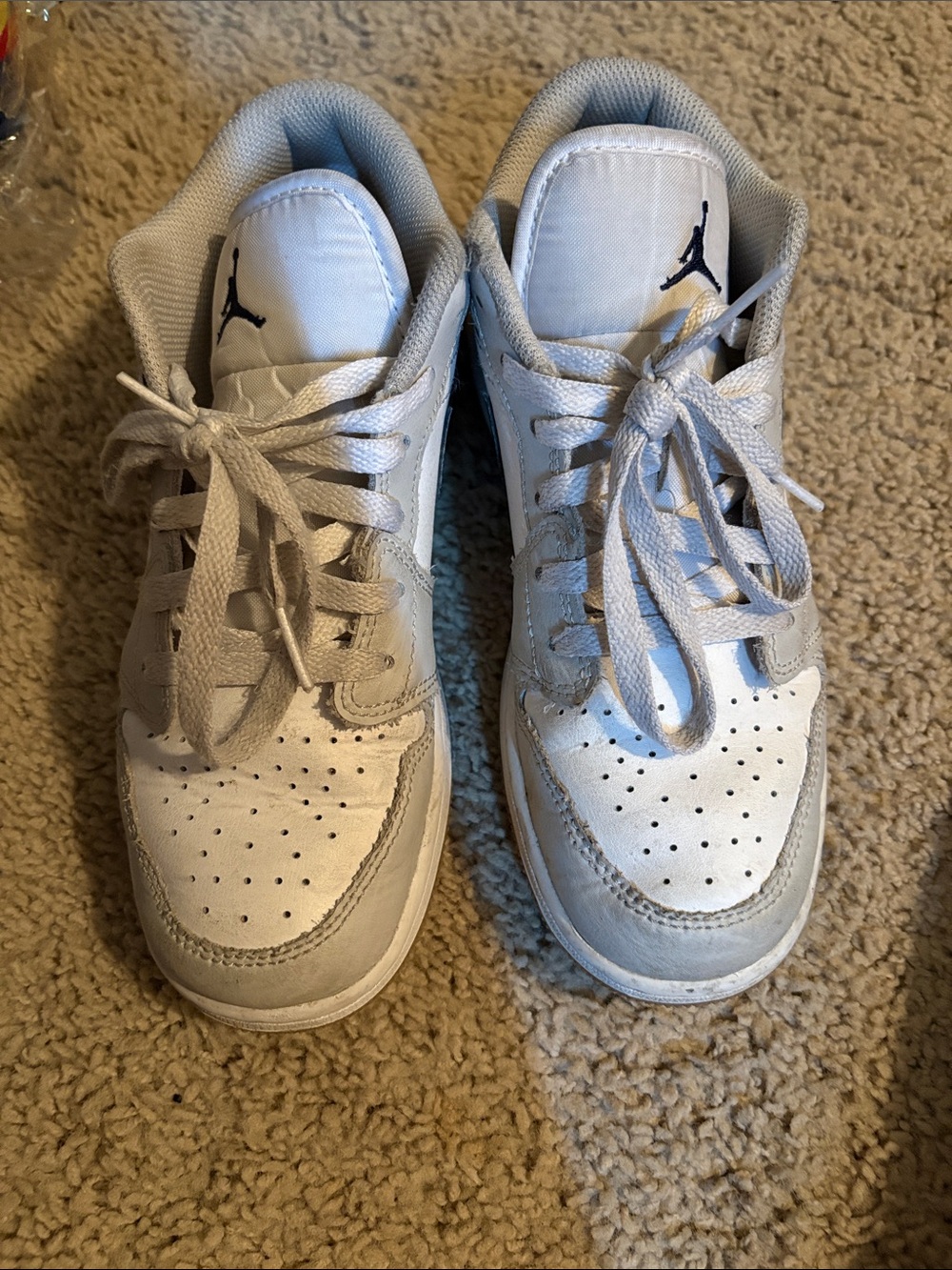 Kids' White and Gray Low-Top Sneakers